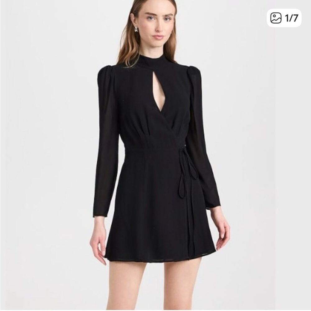 NWT Reformation Black Mini Wrap Dress